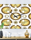 Gold and browne pattern with gradient vintage circles - Oversized Mid-Century wall clock - 3 Panels