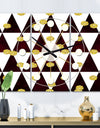 Gold Polka Dot Pattern II - Oversized Mid-Century wall clock - 3 Panels