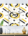 Trendy Black and Gold Triangular Pattern I - Oversized Mid-Century wall clock - 3 Panels