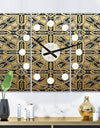 Golden Luxury Metallic Geometrics  XI - Oversized Mid-Century wall clock - 3 Panels