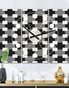 Geometric Monochrome Pattern II - Oversized Mid-Century wall clock - 3 Panels