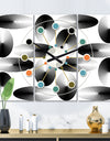 Retro Geometrical Abstract Pattern IV - Oversized Mid-Century wall clock - 3 Panels