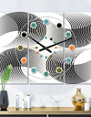 Monochrome Geometric Pattern IX - Oversized Mid-Century wall clock - 3 Panels