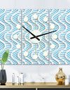 3D White and Light Blue Pattern II - Oversized Mid-Century wall clock - 3 Panels