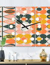 Botanical Retro Design I - Oversized Mid-Century wall clock - 3 Panels
