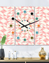 Abstract geometric pattern, patchwork quilting - Oversized Mid-Century wall clock - 3 Panels