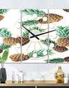Pineapple Summer Bliss V - Oversized Mid-Century wall clock - 3 Panels
