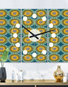 Retro Circular Pattern I - Oversized Mid-Century wall clock - 3 Panels