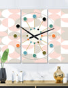 Retro Circular Pattern III - Oversized Mid-Century wall clock - 3 Panels