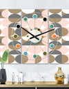 Retro Circular Pattern IV - Oversized Mid-Century wall clock - 3 Panels