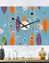 Floral Retro Botanical Pattern II - Oversized Mid-Century wall clock - 3 Panels