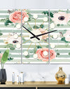 Floral Retro Pattern V - Oversized Mid-Century wall clock - 3 Panels