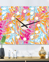 Retro Floral Pattern III - Oversized Mid-Century wall clock - 3 Panels