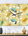 Retro Abstract Design II - Oversized Mid-Century wall clock - 3 Panels