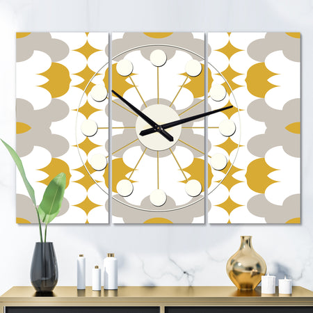 Retro Abstract Design XVIII - Oversized Mid-Century wall clock - 3 Panels