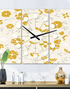 Retro Handdrawn Poppies III - Oversized Mid-Century wall clock - 3 Panels