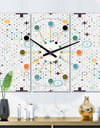 Minimalistic Geometric Elements - Oversized Mid-Century wall clock - 3 Panels