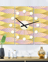 Golden Geometrical Fish Scale - Oversized Mid-Century wall clock - 3 Panels