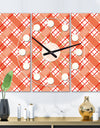 Retro Checkered Pattern I - Oversized Mid-Century wall clock - 3 Panels