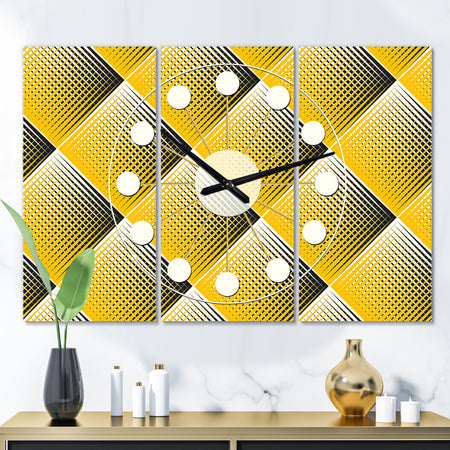 Rhombus Retro Geometric  - Oversized Mid-Century wall clock - 3 Panels