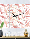 Pink Fishes Pattern - Oversized Mid-Century wall clock - 3 Panels