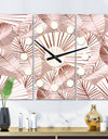 Golden Tropical Pattern IV - Oversized Mid-Century wall clock - 3 Panels