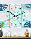 Retro Floral Pattern II - Oversized Mid-Century wall clock - 3 Panels