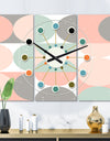 Retro Pastel Circular Pattern II - Oversized Mid-Century wall clock - 3 Panels