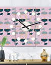 Retro Floral Pattern XIII - Oversized Mid-Century wall clock - 3 Panels