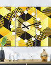 Retro Hexagon Pattern II - Oversized Mid-Century wall clock - 3 Panels