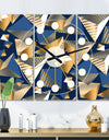 Gold and Blue Cubes - Oversized Mid-Century wall clock - 3 Panels