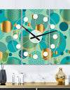 Gold and Blue Dynamics III - Oversized Mid-Century wall clock - 3 Panels