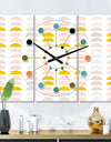 Retro Pastel Circular Pattern III - Oversized Mid-Century wall clock - 3 Panels