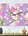 pattern with country roses - Oversized Mid-Century wall clock - 3 Panels