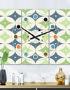 Retro Geometric  Design V - Oversized Mid-Century wall clock - 3 Panels