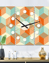 Retro Hexagon Pattern VIII - Oversized Mid-Century wall clock - 3 Panels