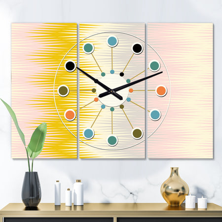 Retro Abstract Design IV - Oversized Mid-Century wall clock - 3 Panels