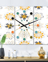 Retro Floral Pattern VIII - Oversized Mid-Century wall clock - 3 Panels