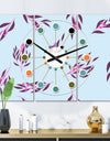 Bright Eucalyptus Floral Pattern I - Oversized Mid-Century wall clock - 3 Panels