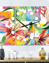 Retro Floral Botanical I - Oversized Mid-Century wall clock - 3 Panels