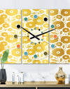 Golden Floral I  - Oversized Mid-Century wall clock - 3 Panels