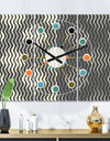 Retro Geometrical Abstract Minimal Pattern V - Oversized Mid-Century wall clock - 3 Panels