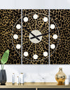 Leopard Fur Safari V - Oversized Mid-Century wall clock - 3 Panels