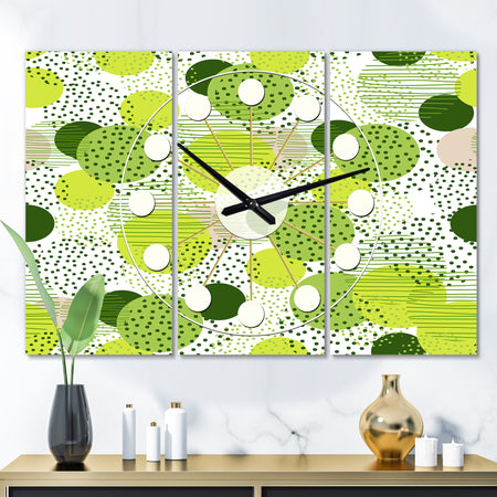 Circular Abstract Retro Geometric X - Oversized Mid-Century wall clock - 3 Panels