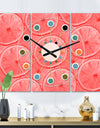 Coral Grapefruit Slices - Oversized Mid-Century wall clock - 3 Panels