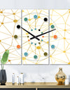 Golden Grid I - Oversized Mid-Century wall clock - 3 Panels