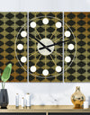 Golden Luxury Metallic Geometrics I - Oversized Mid-Century wall clock - 3 Panels