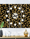 Golden Leopard Fur - Oversized Mid-Century wall clock - 3 Panels