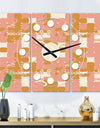 Pink Retro Abstract Design - Oversized Mid-Century wall clock - 3 Panels