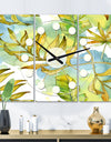 Retro Tropical Foliage  - Oversized Mid-Century wall clock - 3 Panels